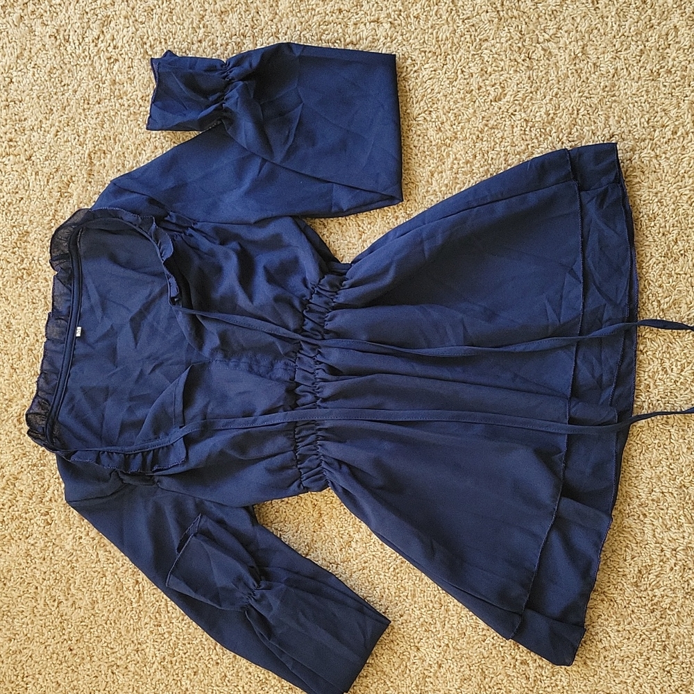 Cute Navy Blue Blouse Medium